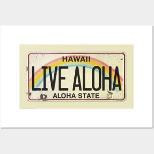 Live Aloha Vintage Hawaii License Plate Posters and Art